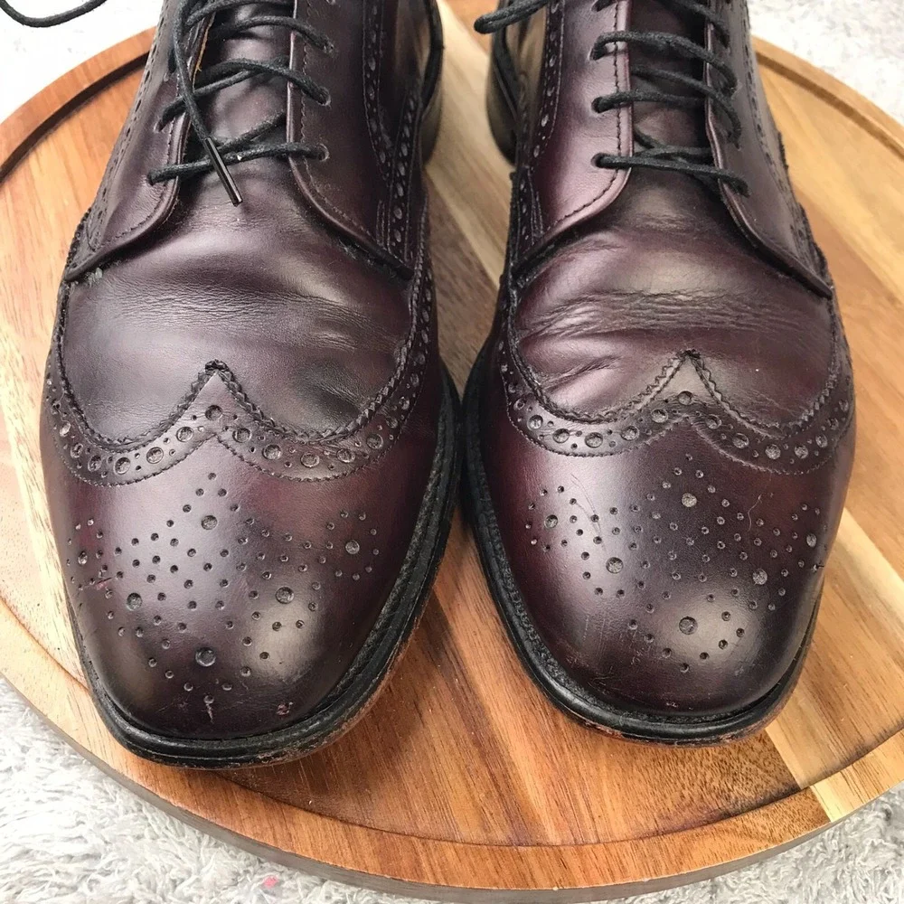 Allen Edmonds Ashland Dress Shoe Mens 9.5D Burgundy Wingtip Derby Oxford Leather
